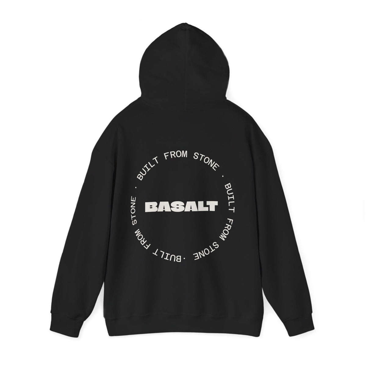 Basalt Hoodie Unisex Midweight Pullover Black White Minimalist Streetwear.