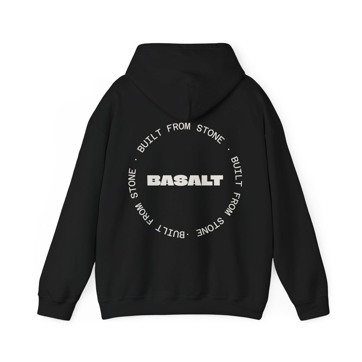 Basalt Hoodie Unisex Midweight Pullover Black White Minimalist Streetwear.