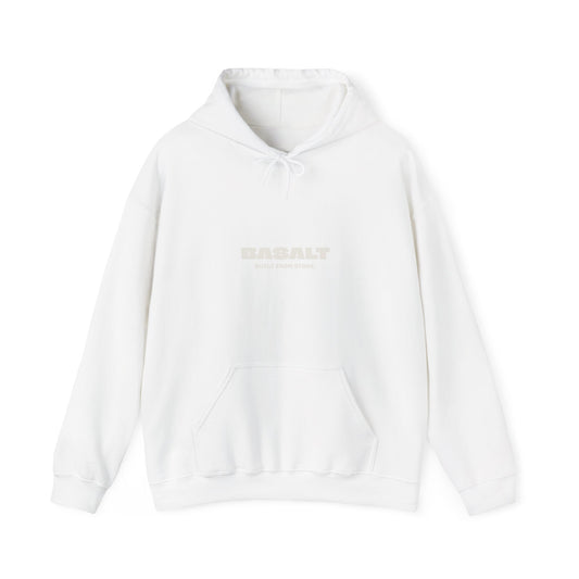 Basalt Hoodie Unisex Midweight Pullover Black White Minimalist Streetwear.