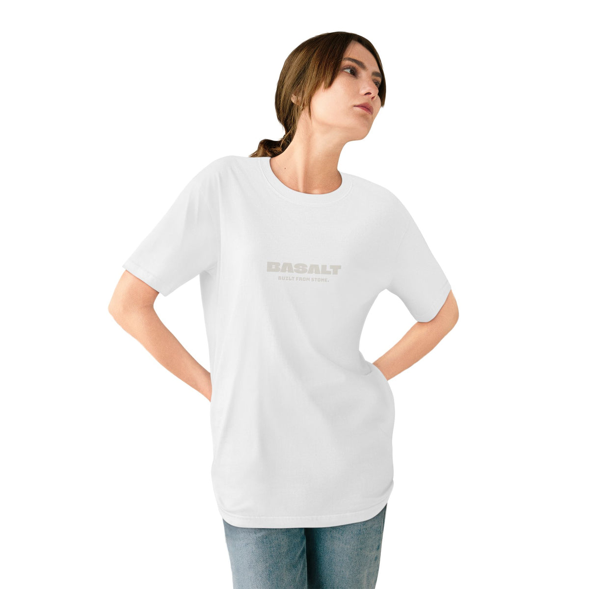 Basalt Unisex Organic Cotton Tee Black White Minimalist Regular Fit T-Shirt